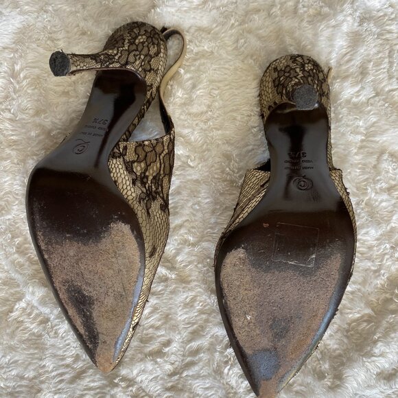VINTAGE ALEXANDER MCQUEEN CLOTH HEELS 7 1/2 - Picture 5 of 5